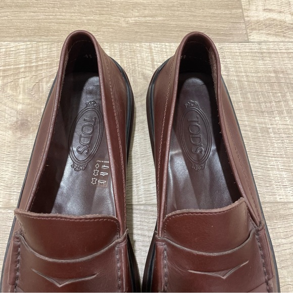 Men’s Tod’s brown leather penny loafer Oxford dress shoe size 11 made in Italy - Picture 6 of 7
